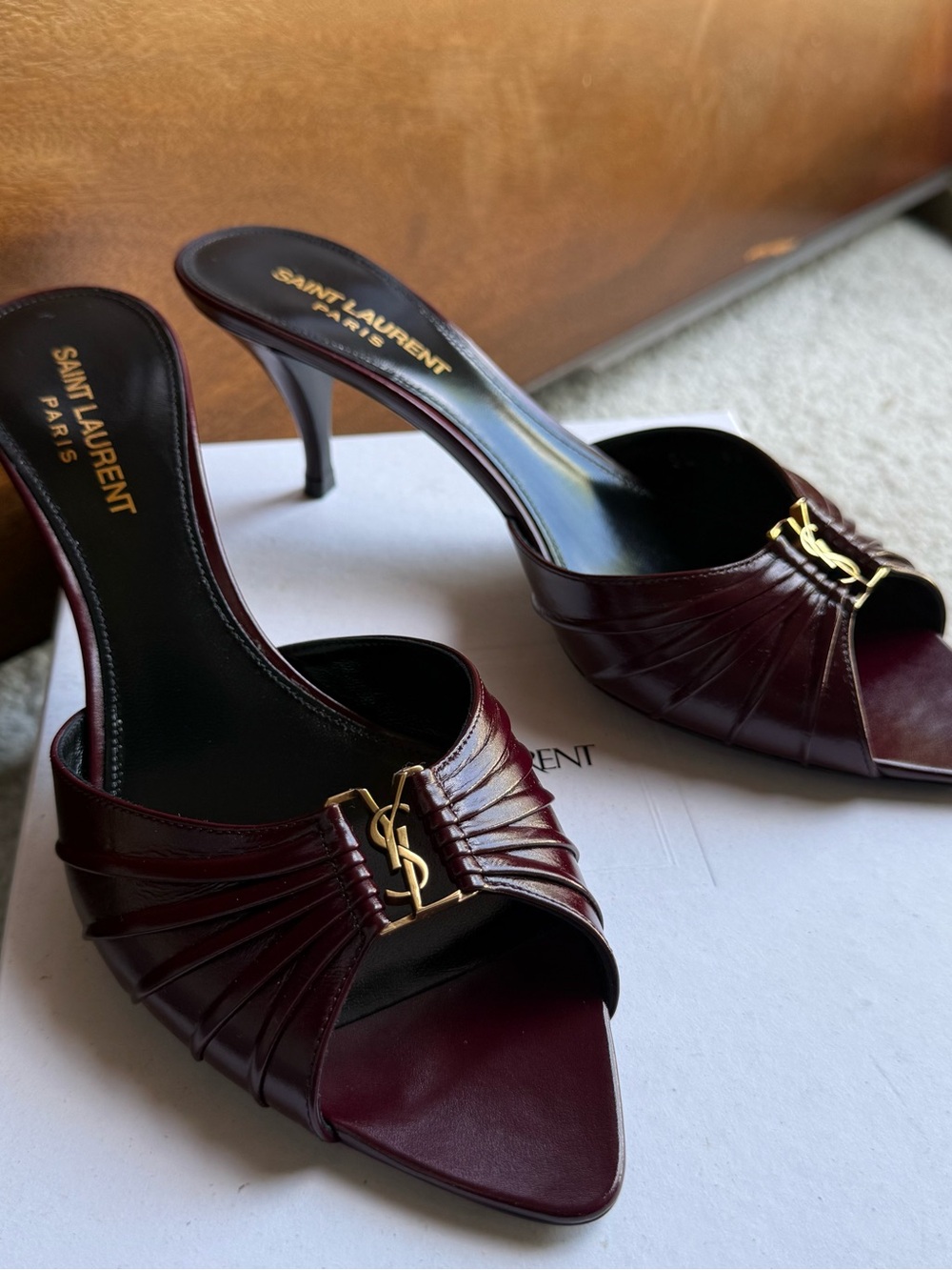 Saint Laurent Babylone YSL Leather Mule Sandals